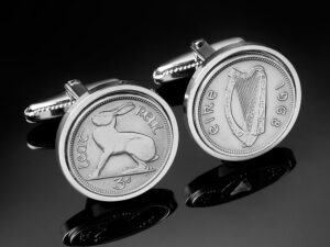 1968 Irish threepence coin cufflinks