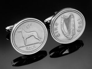 Vintage Irish sixpence coin cufflinks